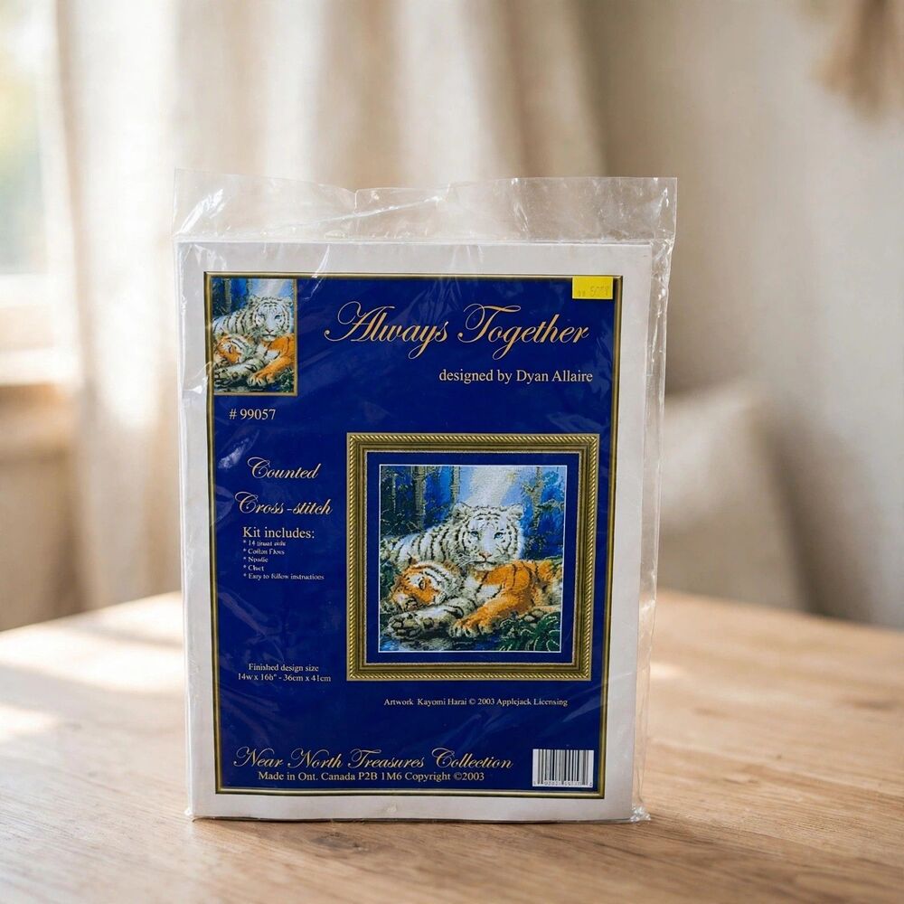Always Together Tigers Counted Cross Stitch Kit Dyan Allaire #99057 VTG Sealed